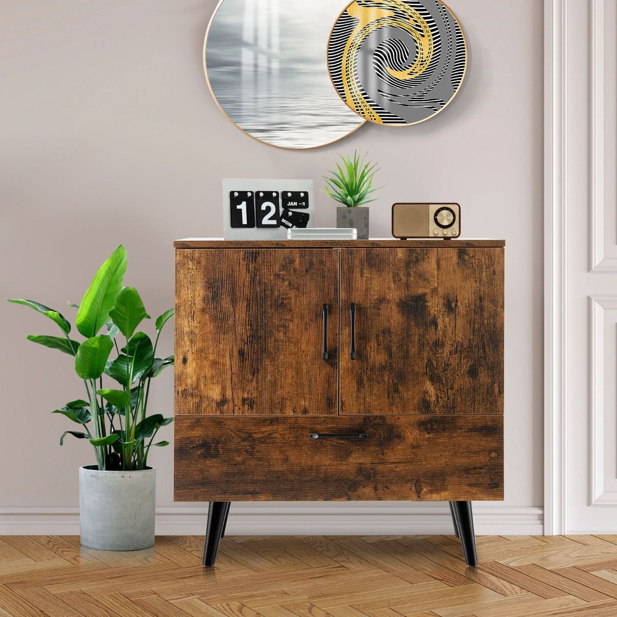 Freestanding Wooden Buffet Sideboard with Drawer